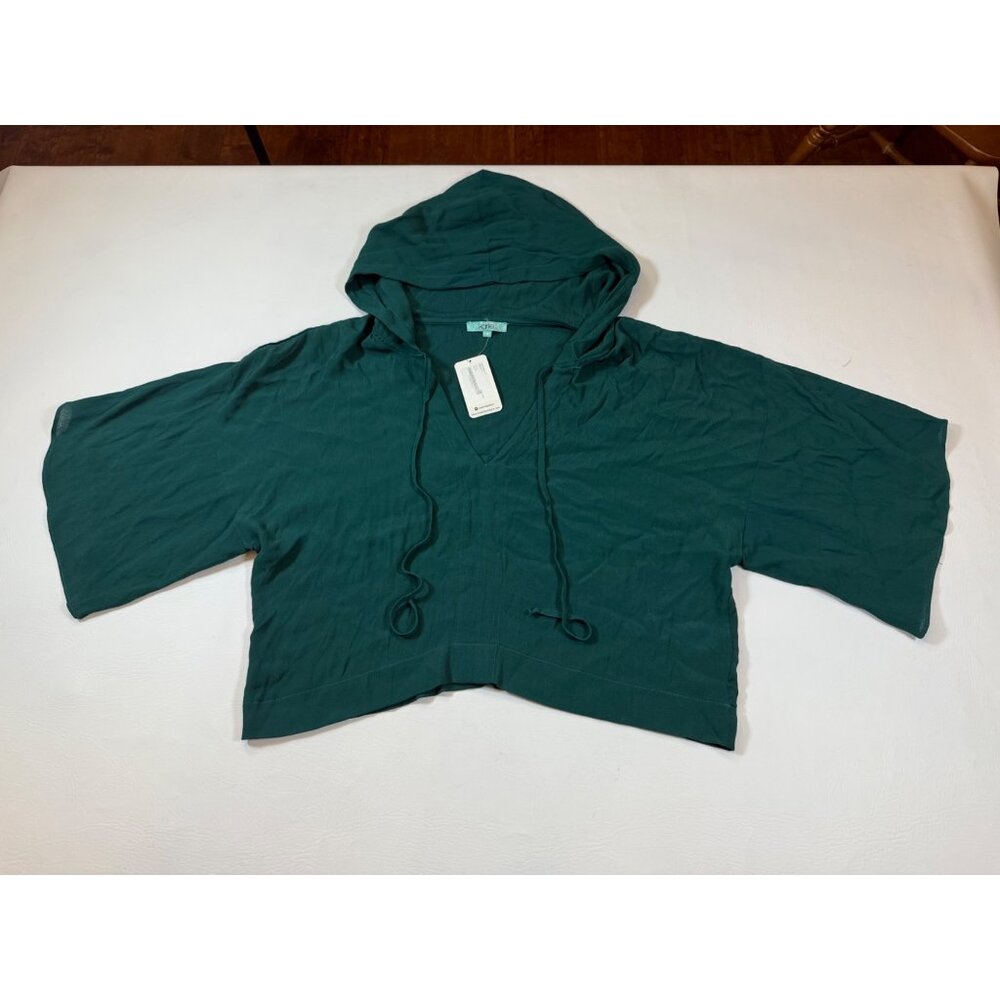 Karlie Green Hooded Top Lightweight Pullover Style Medium Drawstring